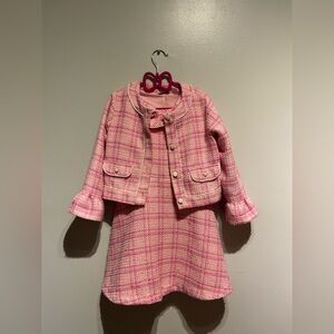 Janie and Jack Pink Checkered Blazer and Dress Set
